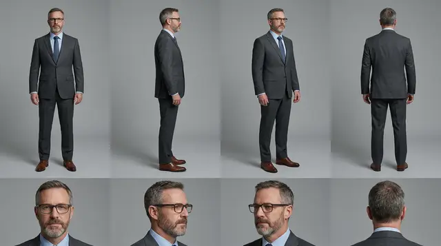 Ficha de personaje de 8 paneles generada desde Character Builder.